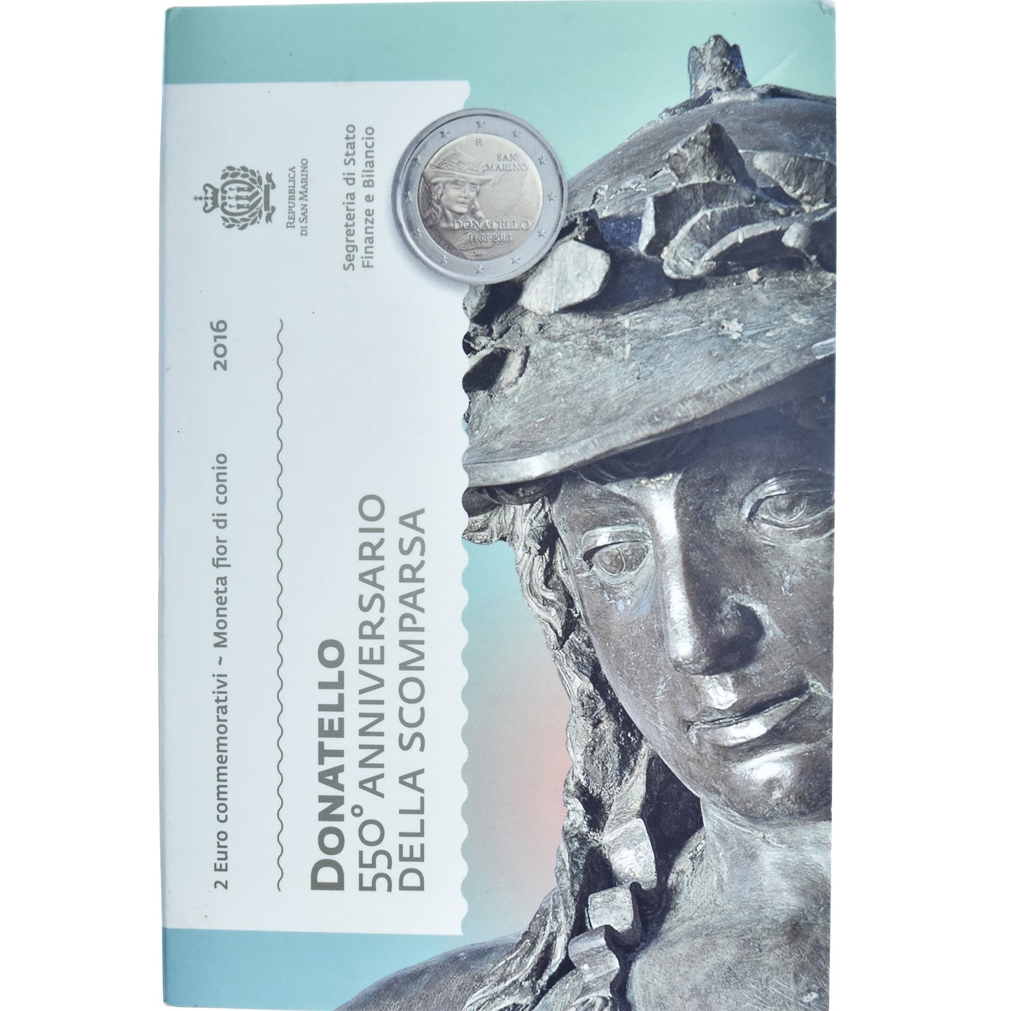 San Marino,
2 eurá,
500. Todestag von Donatello