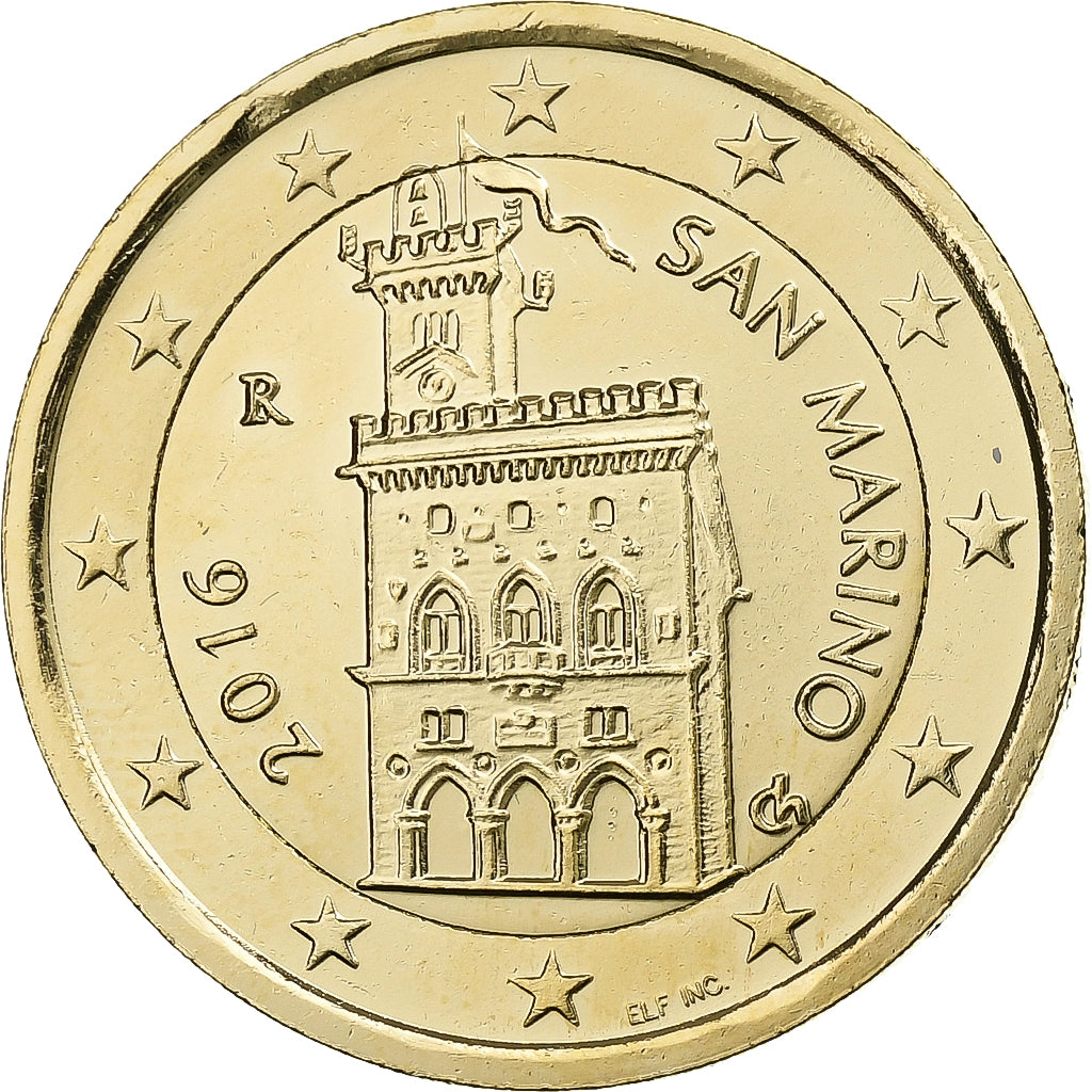San Marino,
2 eurá,
vergoldete Münze