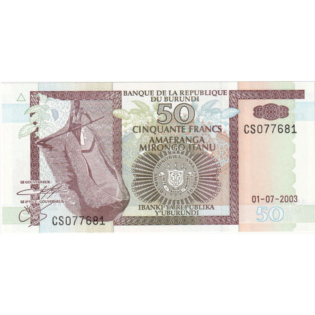 Burundi,
50 frankov,
07-01-2003