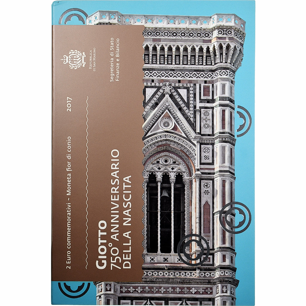 San Marino,
2 eurá,
Giotto 750. Jahrestag della nascita