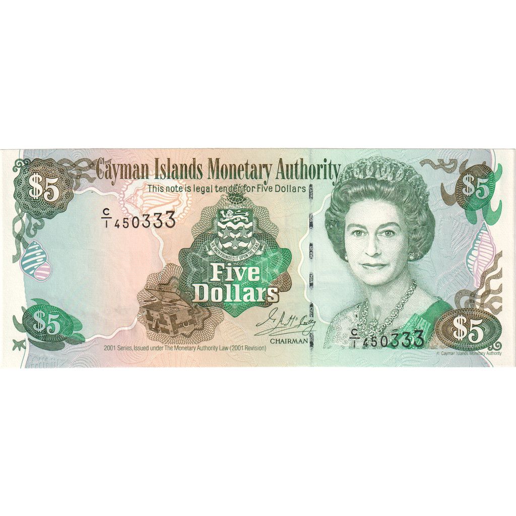Kajmanské ostrovy,
5 dolárov,
UNC(65-70)