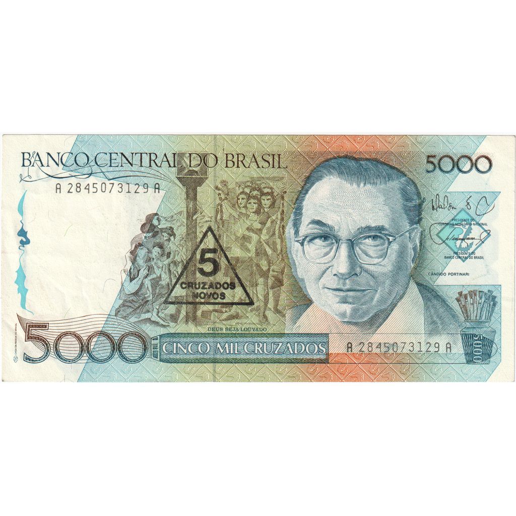 Brazília,
5 Cruzados Novos za 5 000 Cruzados,
UA(55-58)
