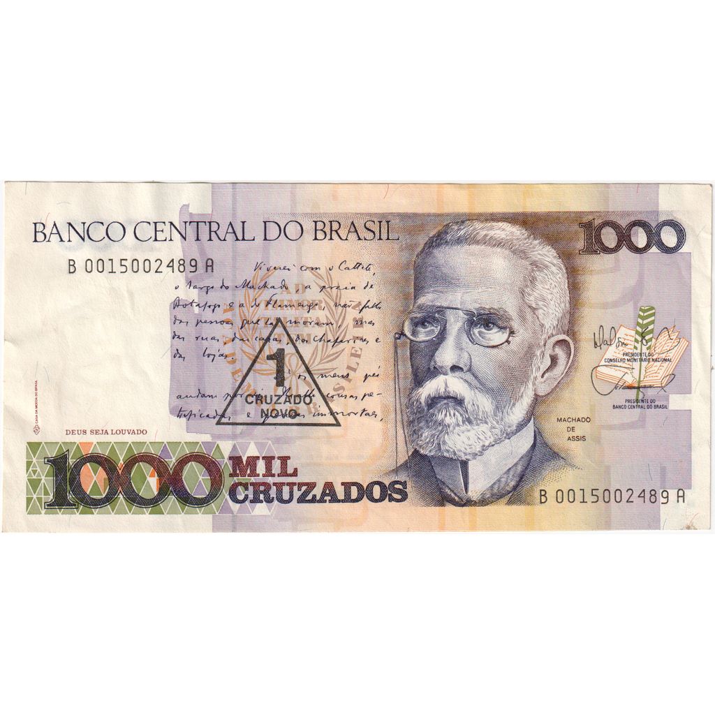 Brazília,
1 Cruzado Novo za 1 000 Cruzado,
UA(55-58)