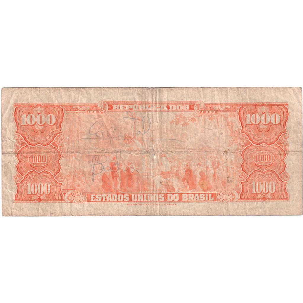 Brazília,
1 Cruzeiro Novo za 1 000 Cruzeiros,
VF (20-25)