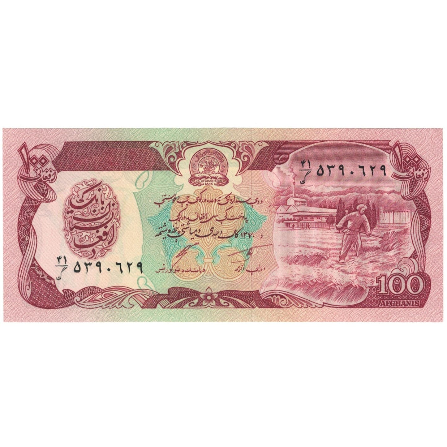 bankovka,
Afganistan,
100 Afgancov