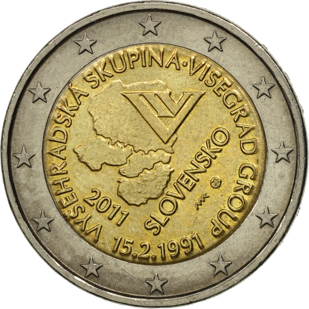 slovenský,
2 eurá,
Vyšehradská skupina