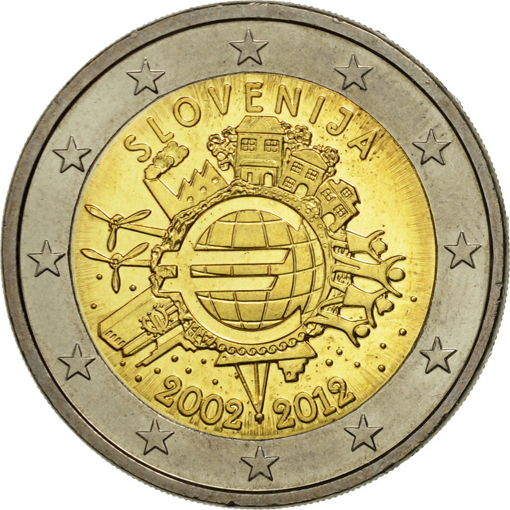 Slovinsko,
2 eurá,
10 jahre eur
