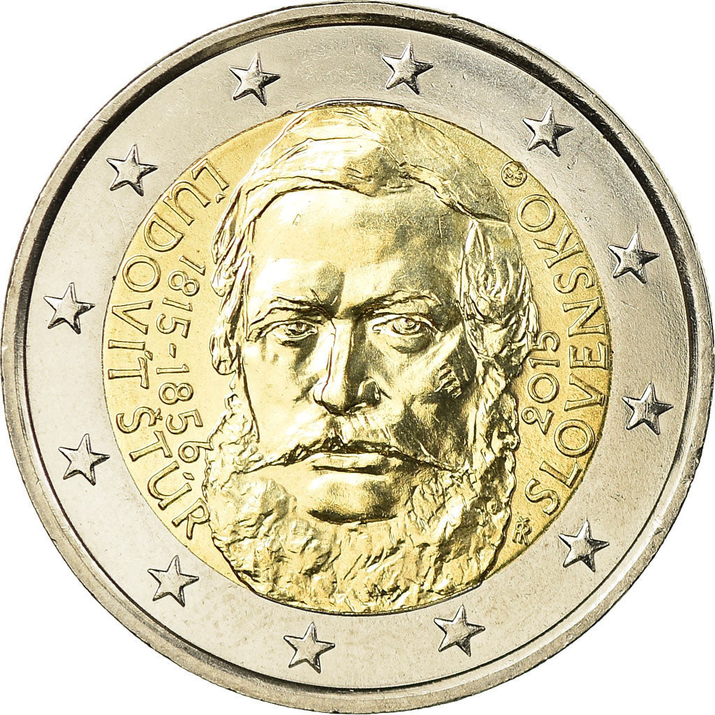 slovenský,
2 eurá,
Ľudovít Štúr