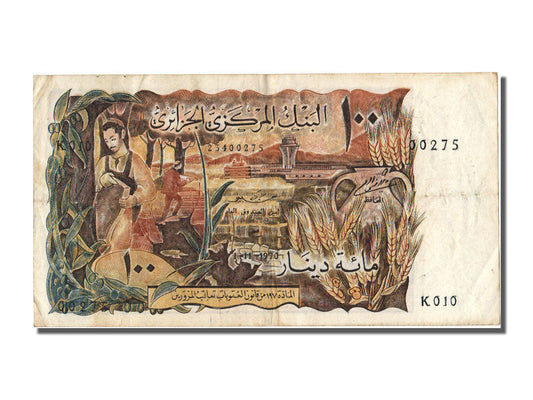 bankovka,
 
 Alžírsko,
 
 100 dinárov