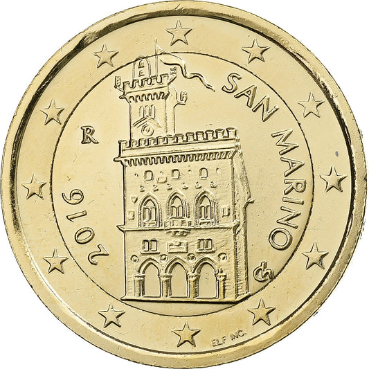 San Marino, 
  
  2 eurá, 
  
  vergoldete Münze