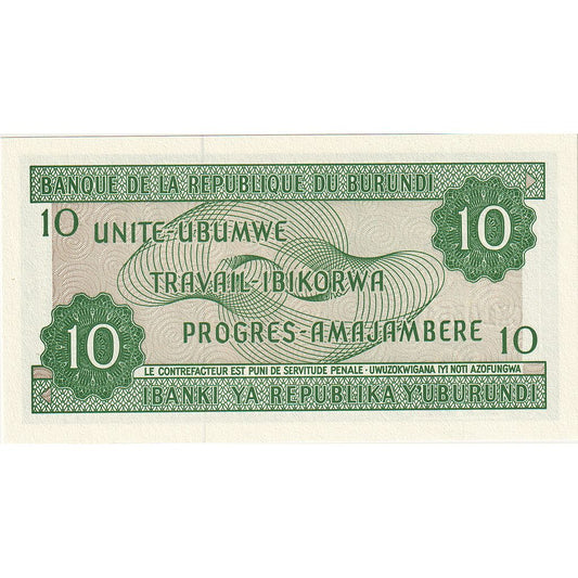 Burundi,
 
 10 frankov,
 
 2007