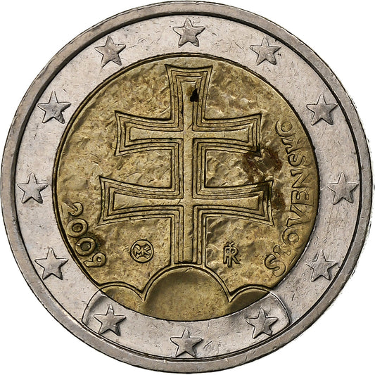 slovenský, 
  
  2 eurá, 
  
  Doppeltes Kreuz