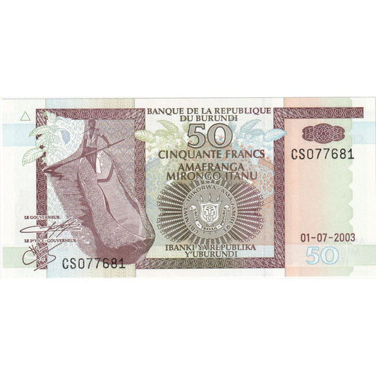 Burundi,
 
 50 frankov,
 
 07-01-2003