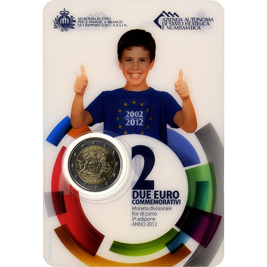 San Marino, 
  
  2 eurá, 
  
  10. Jahrestag des Euro