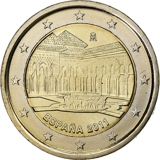 španielčina,
 
 2 eurá,
 
 Alhambra v Granade