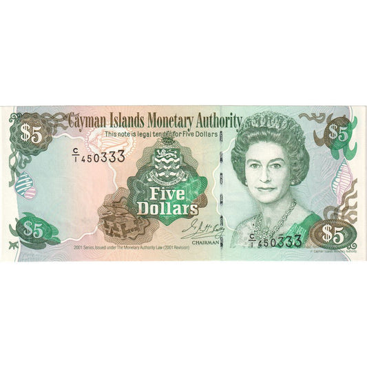 Kajmanské ostrovy,
 
 5 dolárov,
 
 UNC(65-70)