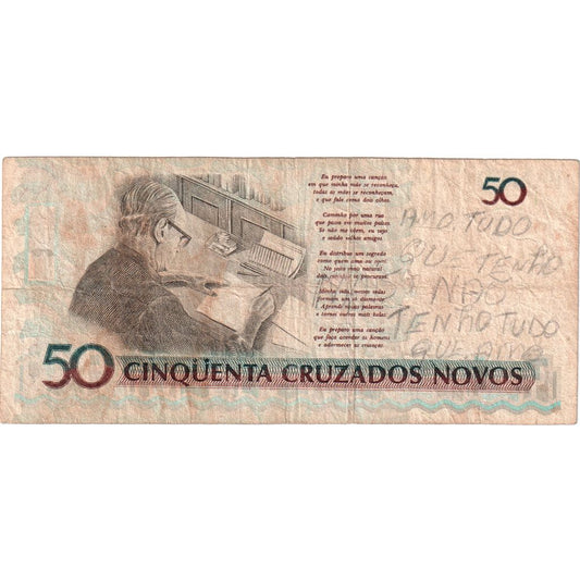 Brazília, 
  
  50 Cruzeiros za 50 Cruzados Novos, 
  
  VF (30-35)