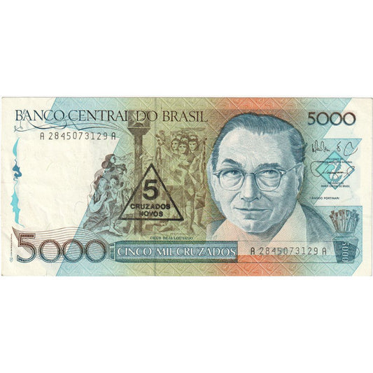 Brazília, 
  
  5 Cruzados Novos za 5 000 Cruzados, 
  
  UA(55-58)