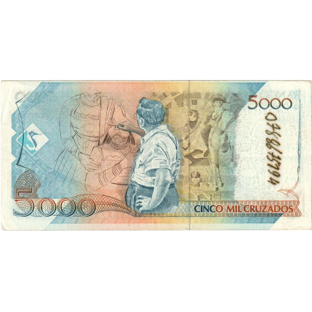 Brazília, 
  
  5 Cruzados Novos za 5 000 Cruzados, 
  
  VF (20-25)