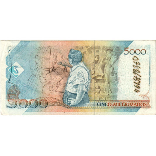 Brazília, 
  
  5 Cruzados Novos za 5 000 Cruzados, 
  
  VF (20-25)