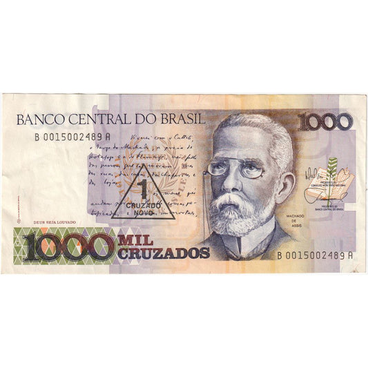 Brazília, 
  
  1 Cruzado Novo za 1 000 Cruzado, 
  
  UA(55-58)