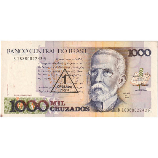 Brazília, 
  
  1 Cruzado Novo za 1 000 Cruzado, 
  
  PE (40-45)
