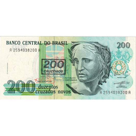 Brazília, 
  
  200 Cruzeiros za 200 Cruzados Novos, 
  
  UNC(65-70)