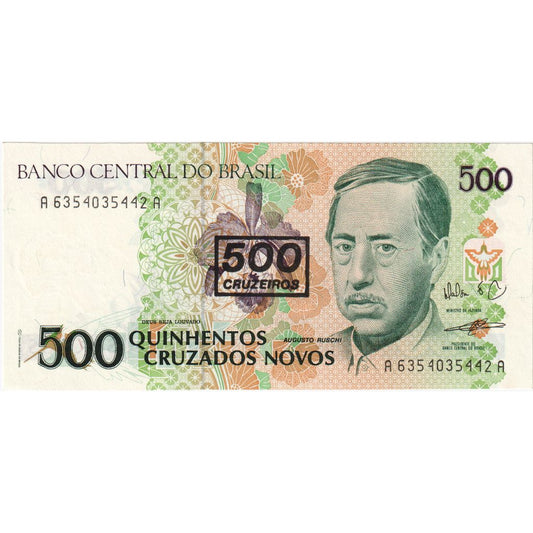 Brazília, 
  
  500 Cruzeiros za 500 Cruzados Novos, 
  
  UNC(63)