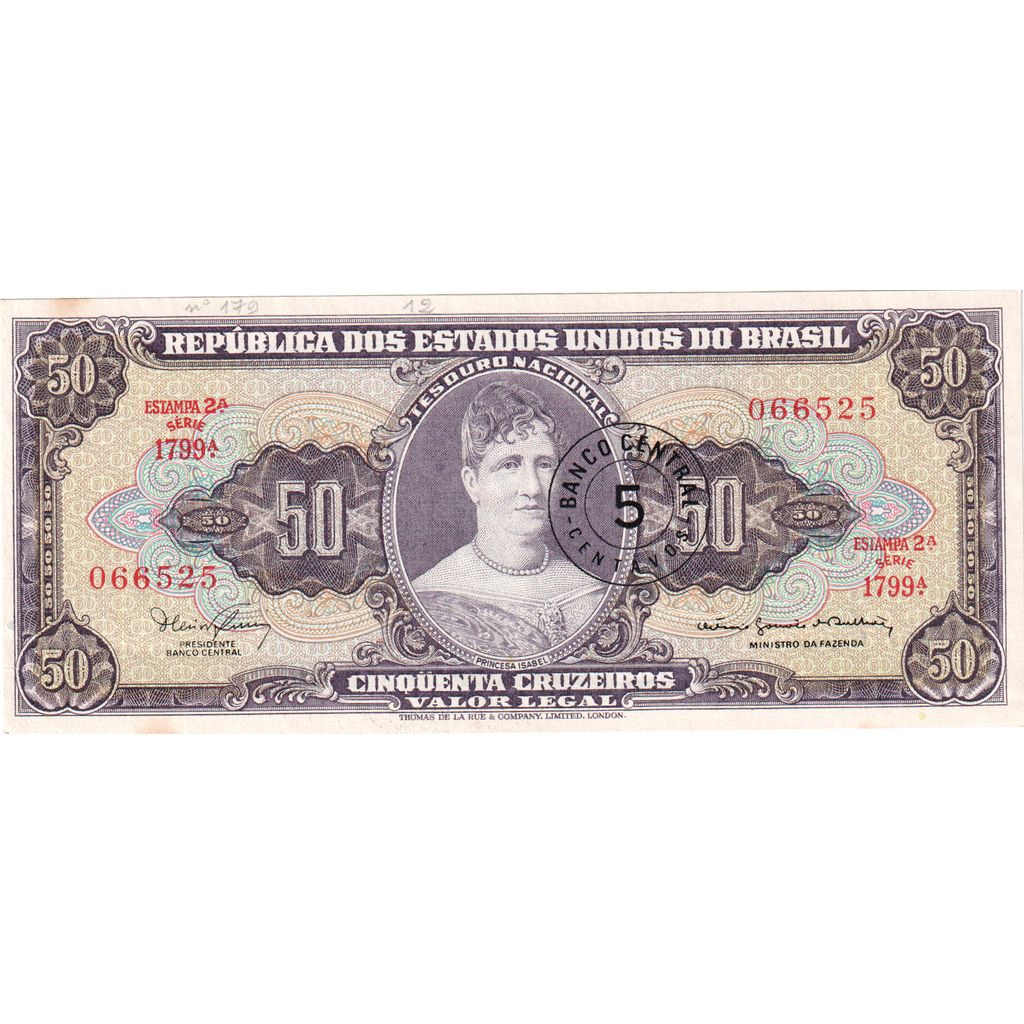 Brazília, 
  
  5 Centavos za 50 Cruzeiros, 
  
  UNC(65-70)