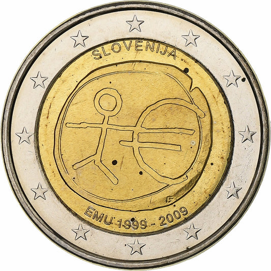 Slovinsko,
 
 2 eurá,
 
 Hospodárska a menová únia