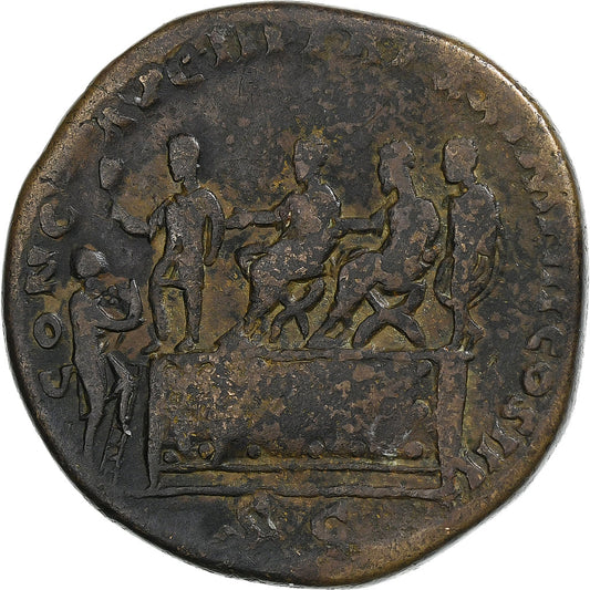 Marcus Aurelius,
 
 sestertius,
 
 165-166