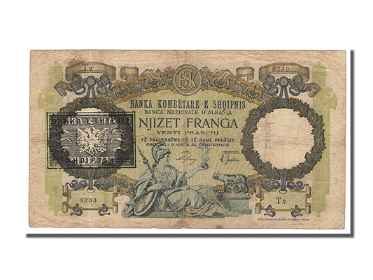 bankovka, 
  
  Albánsko, 
  
  20 frankov