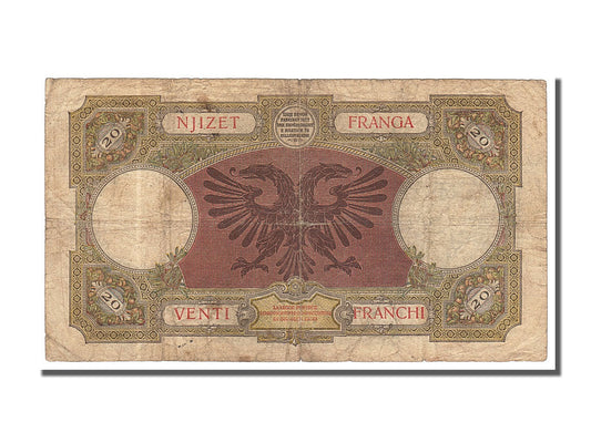 bankovka, 
  
  Albánsko, 
  
  20 frankov