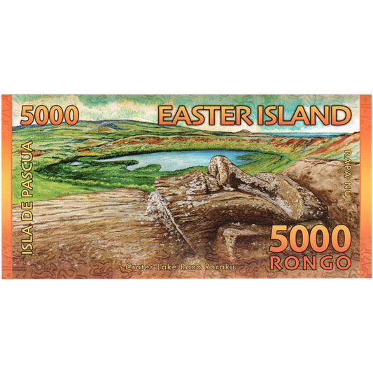 Čile, 
  
  turistická bankovka, 
  
  5000 RONGO ISLA DE PASCUA
