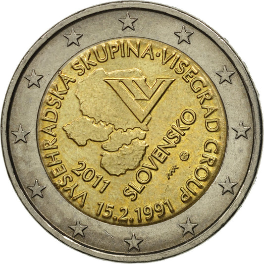 slovenský,
 
 2 eurá,
 
 Vyšehradská skupina