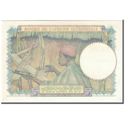 bankovka,
 
 francúzska západná Afrika,
 
 5 frankov