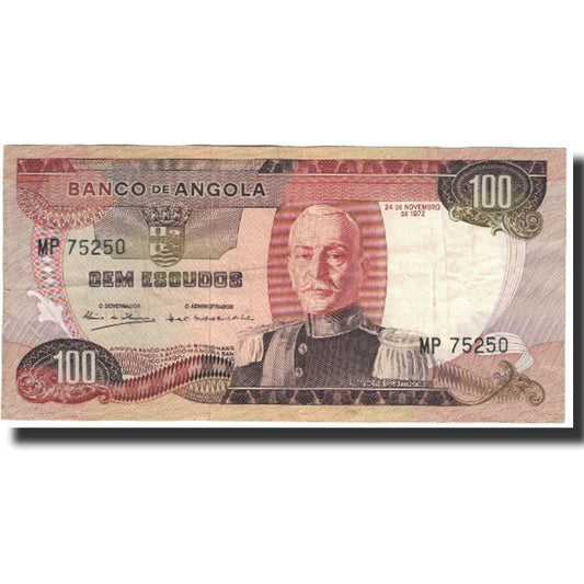 bankovka, 
  
  Angola, 
  
  100 escudo