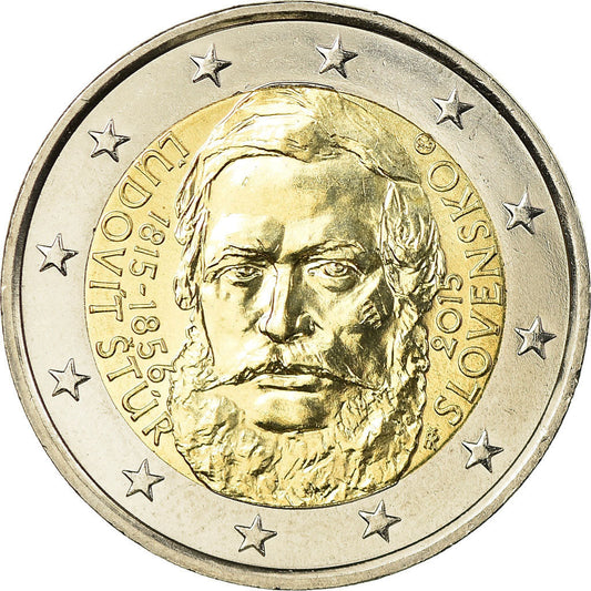 slovenský,
 
 2 eurá,
 
 Ľudovít Štúr