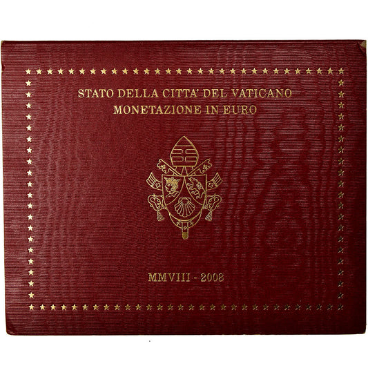 Vatikán,
 
 1 cent za 2 eurá,
 
 2008
