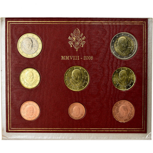 Vatikán,
 
 1 cent za 2 eurá,
 
 2008