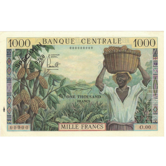 bankovka,
 
 kamerun,
 
 1000 frankov