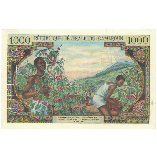 bankovka,
 
 kamerun,
 
 1000 frankov