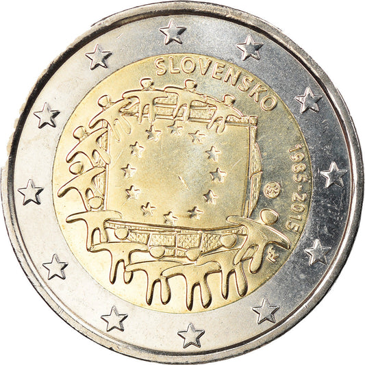 slovenský, 
  
  2 eurá, 
  
  Europäischer Vorhang